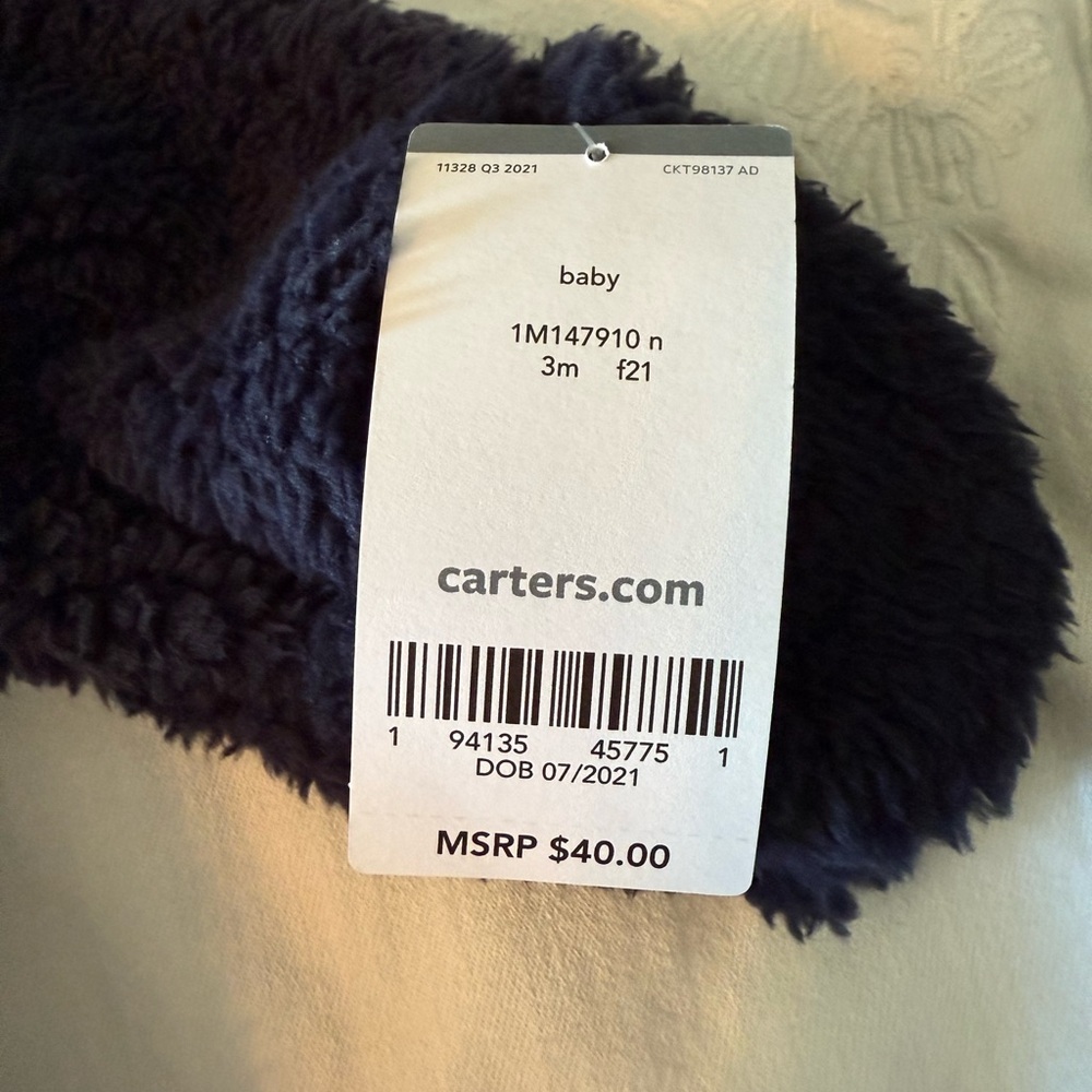 NWT Carters Cozy Kids Fleece Footed Sleeper- Navy Blue - Picture 3 of 6